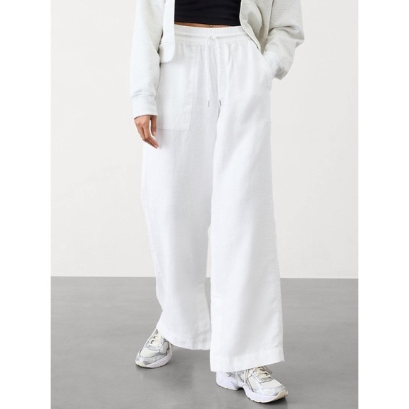 Athleta Pants Retreat Wide Leg Linen White 8 - Picture 1 of 8